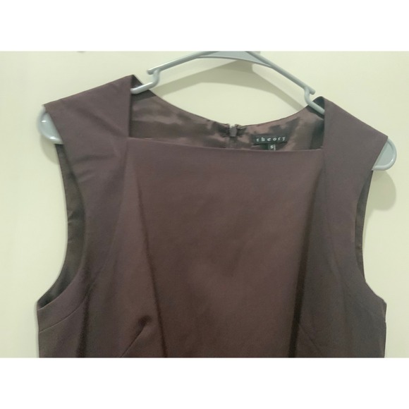 Theory Sleeveless Square Neck Sheath Dress Dark Brown Size 6 - Picture 5 of 9